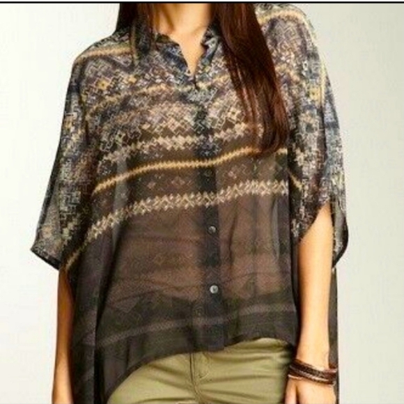 🤩New with tags vintage Da-nang oversized Boheme button down top size xs/s - Picture 3 of 9